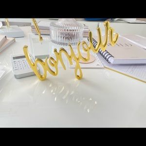 Bonjour Gold Metal Sign